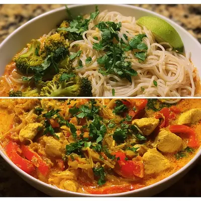 Protein-Packed Coconut Curry Chicken Rice Noodles