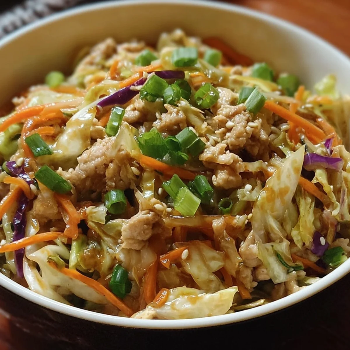 Protein-Packed Egg Roll Bowls with Chicken & Cabbage