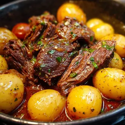 Slow Cooker Garlic Butter Beef & Potatoes