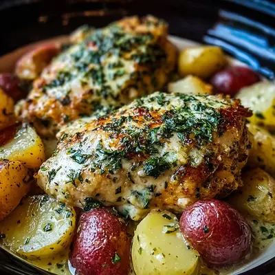 Slow Cooker Garlic Parmesan Chicken & Potatoes Recipe