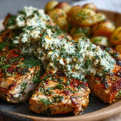 Spicy Yogurt Chicken Thighs with Dill Feta