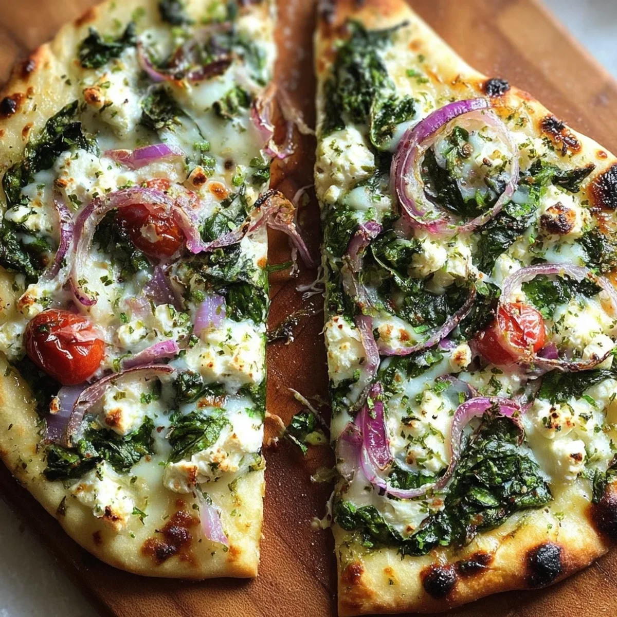 Spinach Feta Flatbread Pizza: Quick Mediterranean Recipe