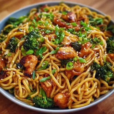 Sticky Garlic Chicken Noodles: Quick High Protein Dinner