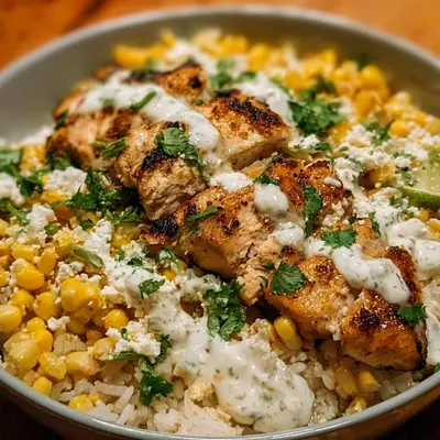 Street Corn Chicken Rice Bowl: High Protein Meal Prep