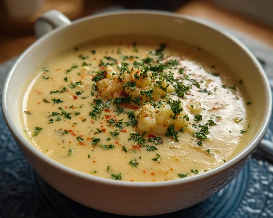 Creamy Cheddar Cauliflower Soup