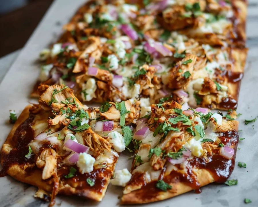 Crispy BBQ Chicken Flatbread: High Protein Dinner