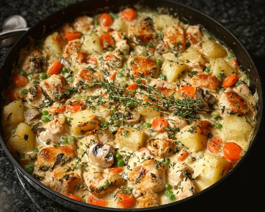 Crustless Chicken Pot Pie Skillet: High Protein Meal