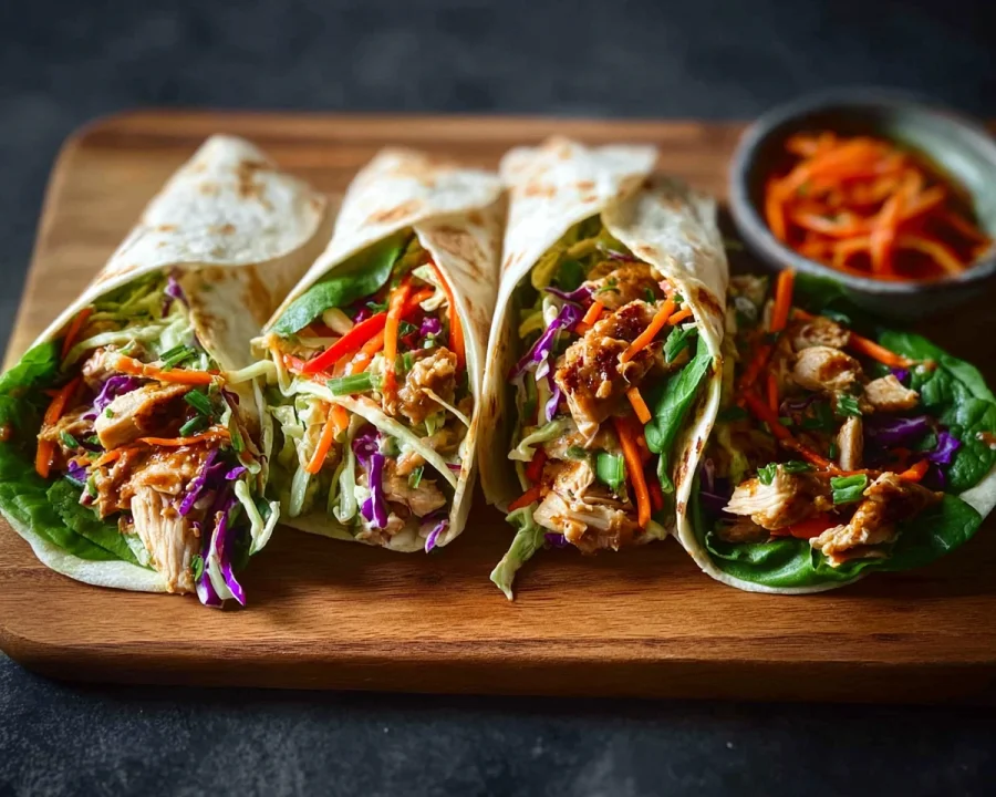Easy Thai Chicken Wraps with Crunchy Asian Slaw