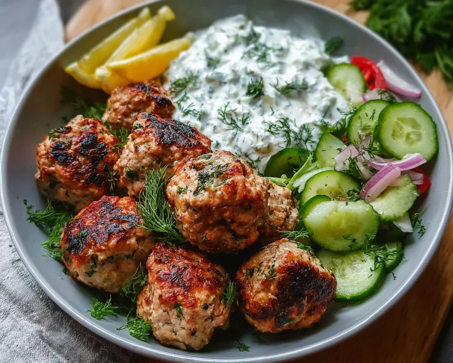 Greek Turkey Meatballs with Tzatziki for Meal Prep