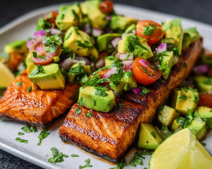 Grilled Salmon with Avocado Salsa: Low-Carb & Healthy
