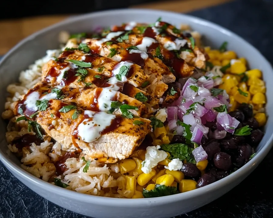 High Protein BBQ Ranch Chicken Bowl