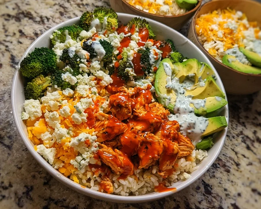 High Protein Buffalo Chicken Bowls | Meal Prep