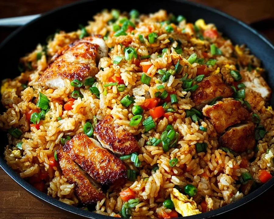 High Protein Crispy Garlic Chicken Fried Rice