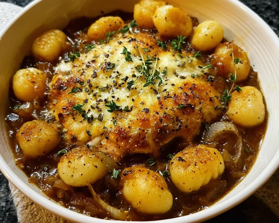 High Protein French Onion Gnocchi Dinner Recipe