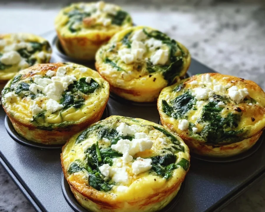 High Protein Meal Prep Egg Muffins with Spinach & Feta
