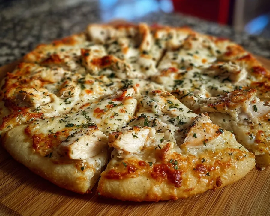 High-Protein Roasted Garlic White Chicken Pizza