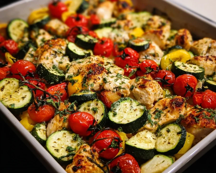 Mediterranean Chicken Zucchini Bake | Easy One-Pan Meal