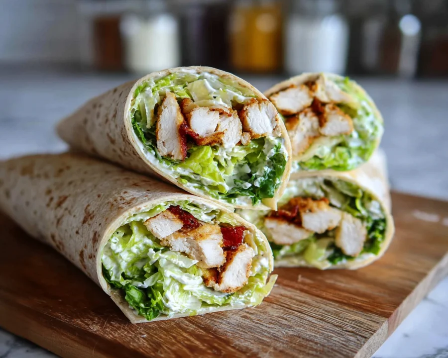 Quick High Protein Chicken Caesar Wraps
