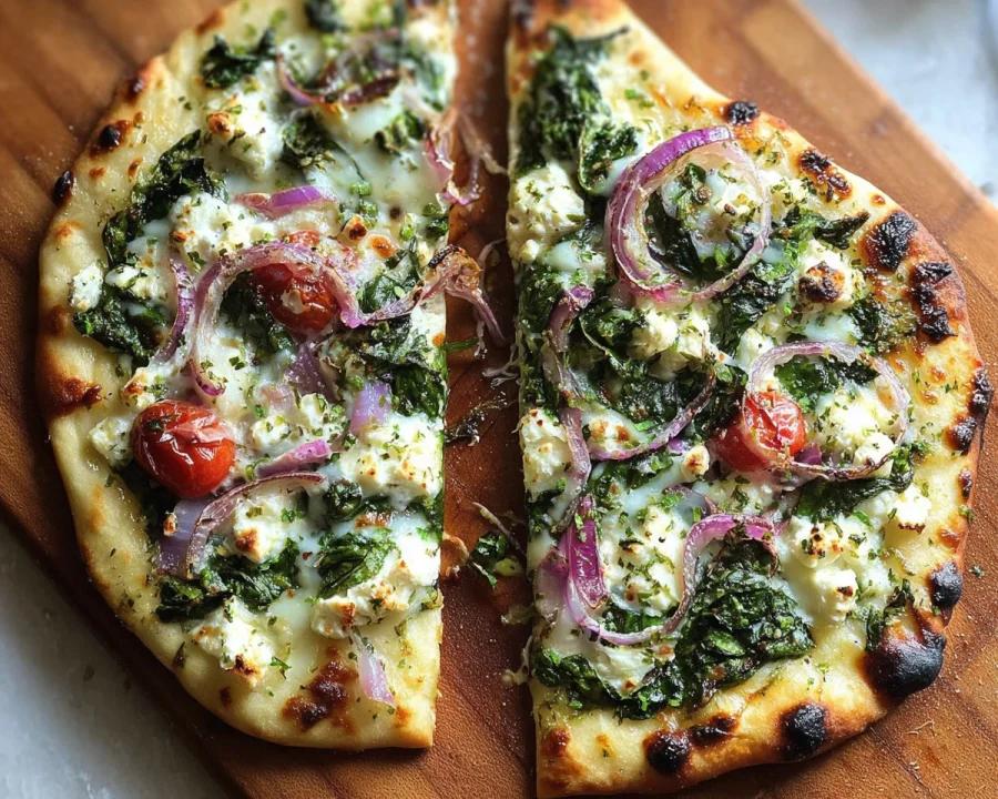 Spinach Feta Flatbread Pizza: Quick Mediterranean Recipe