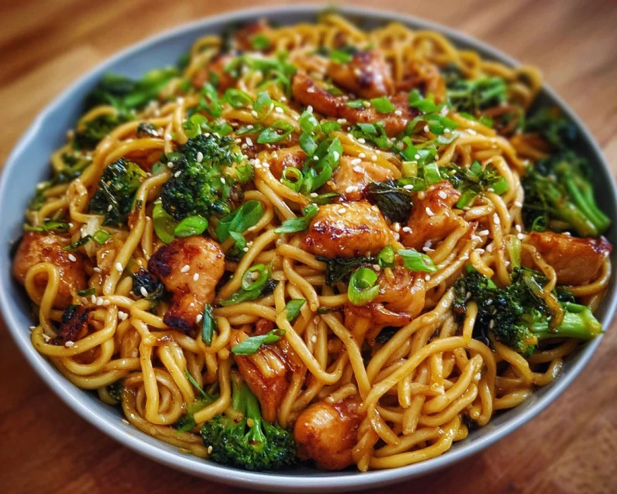 Sticky Garlic Chicken Noodles: Quick High Protein Dinner