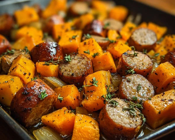 30-Min Turkey Sausage & Sweet Potatoes with Honey Garlic