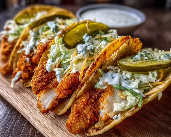 Dill Pickle Ranch Smash Chicken Tacos with Crispy Cheese