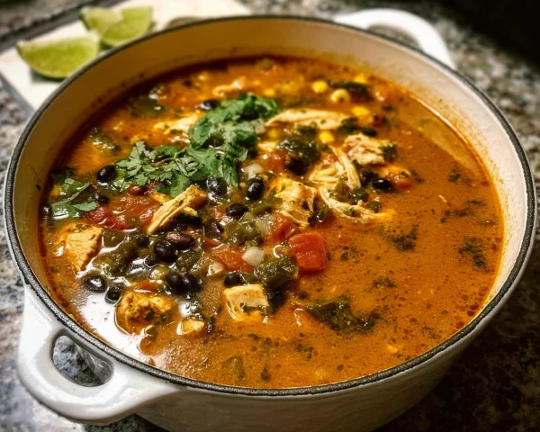 Easy Chicken Poblano Black Bean Soup Recipe