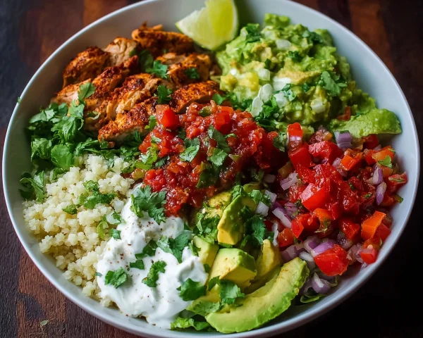 Flavorful Low Carb Burrito Bowl with Lean Protein