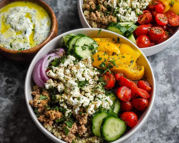 Healthy Mediterranean Ground Turkey Bowls for Meal Prep