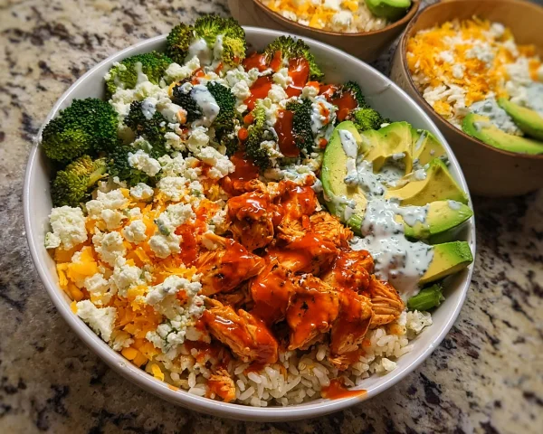 High Protein Buffalo Chicken Bowls | Meal Prep