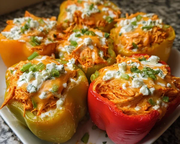 High Protein Buffalo Chicken Stuffed Peppers