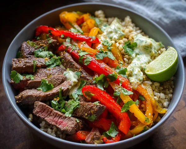 High Protein Steak Fajita Bowl: Easy Meal Prep Dinner