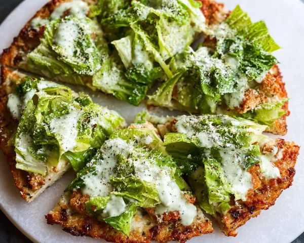 Keto Chicken Crust Caesar Salad Pizza | High-Protein