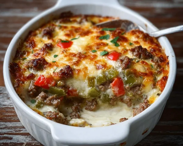 Low Carb Philly Cheesesteak Casserole for Easy Meal Prep