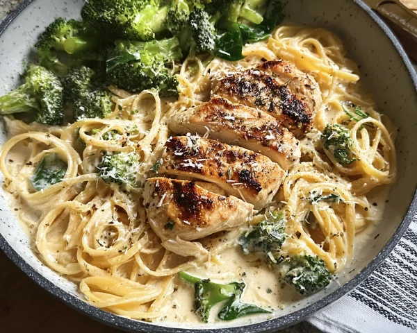 Skinny Chicken Broccoli Alfredo: Low Calorie Comfort Meal