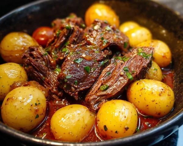 Slow Cooker Garlic Butter Beef & Potatoes