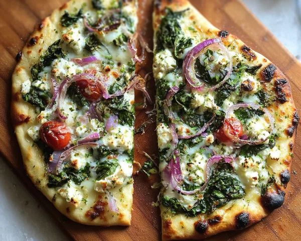 Spinach Feta Flatbread Pizza: Quick Mediterranean Recipe