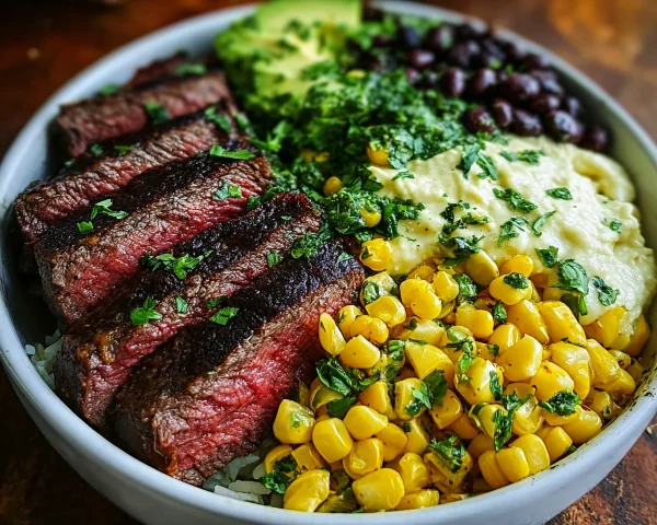 Steak Avocado Corn Bowl for Quick Meal Prep