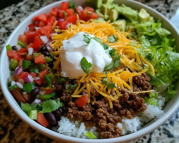 Taco Rice Bowl: 30g Protein, Family Friendly Dinner